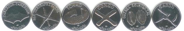 Africa 1500 Franc coins of 2005