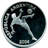Argentina 5 Pesos 2004 silver Proof World Cup Soccer coin