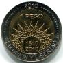 Common obverse of 2010 Argentina 1 Peso bimetallic coins
