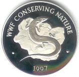 Bermuda $1 1997 Lizard coin