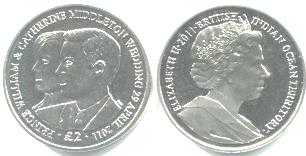 Kate and William Royal Wedding coin from the British Indian Ocean Territories