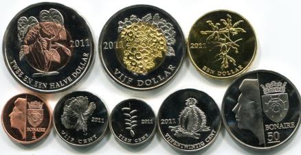 Bonaire 2011 coin set includes 2 bi-metallic coins
