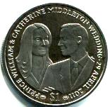 British Virgin Islands 2011 Royal Wedding 1 Dollar coin