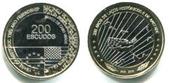 Cape Verde 200 Escudos bi-metallic coin, 200 Years of Friendship with United States