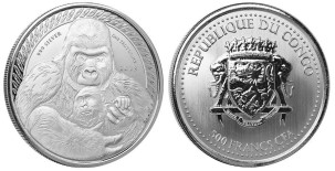 Congo 500 Francs 2023 Silverback gorilla with infant