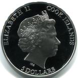 Obverse of 2012 Cook Islands silver Proof 5 Dollar coin