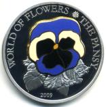 Cloisonee Pansy .999 fine silver coin from the Cook Islands