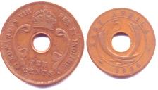 East Africa 5 and 10 Cents Edward VIII, 1936