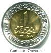 Common obverse design on bi-metallic Egyptian 1 Pound coins