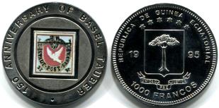 Equatorial Guinea 1000 Francos "Basel Tauber" error coin