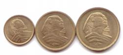 Egypt 3 coin Sphinx set: 1 - 10 Milliemes 1954-1955