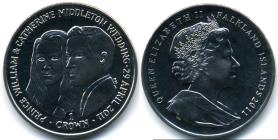 Royal Wedding 2011 coin from the Falkland Islands