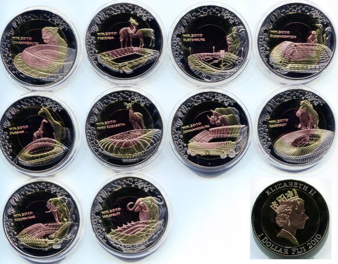 Fiji 10 coin trimetallic wildlife soccer set