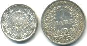 German Empire silver 1/2 Mark and 1 Mark