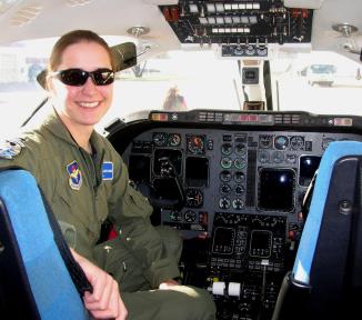 Grace flies the T-1 Jayhawk