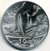 Guatemala 1 Quetzal with fisherman in canoe Guatemala 1 Quetzal 2002 silver Proof