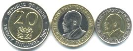 Kenya 3 coin set 5, 10 and 20 Shillings
