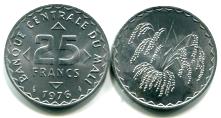 Mali 25 Francs coin 1976 KM12