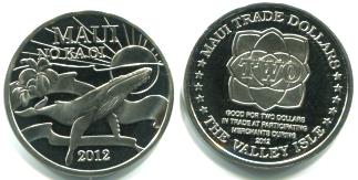 Click Here for 2012 Maui Trade Dollar Maui 2012 2 Dollartoken features whale