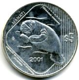 Mexico silver 5 Peso Manati 2001 KM651
