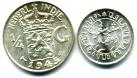 Netherlands East Indies silver 1/10 and 1/4 Gulder