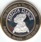 SHERI'S RANCH $10 Silver State bi-metallic brothel token