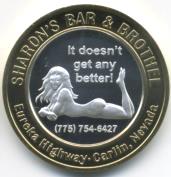 Sharon's Bar & Brothel $10 silver strike bi-metallic brothel token