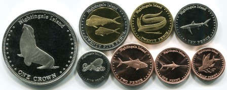 Nightingale Island 2011 coin set pictures sea life