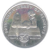Niue dollar coin honoring Snoopy and Woodstock