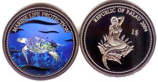 Palau 1 Dollar 2004 Turtle