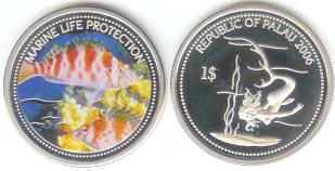 Palau $1 2006 Hog Fish / Mermaid under ocean