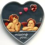 Palau 2009 Heart shaped sterling silver coin with angels (putti)