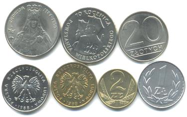 Poland 1988 coin set: 1 - 100 Zlotych
