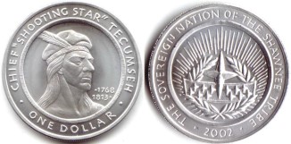 Shawnee silver dollar 2002 Tecumseh