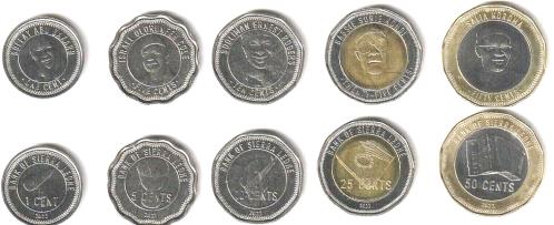 Sierra Leone 5 coin set: 1 - 50 Cents 2022 KM503-KM507