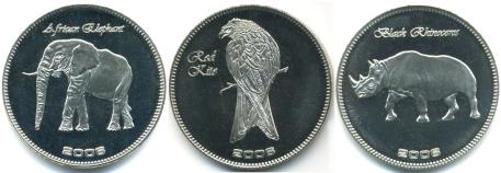 Somali Republic 250 Shillings: African Elephant, Red  Kite, Black Rhinoceros