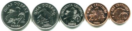 St. Thomas & Prince (Sao Tome and Principe) 2017 five coin set, 10 Centimos - 2 Dobras