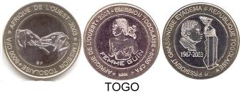 3 BI-METALLIC COINS OF TOGO