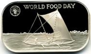 Tonga rectangular silver 1 Pa'anga 1981 with native boat