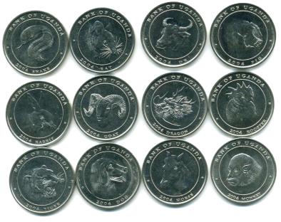 Uganda 12 coin Chinese Zodiac set