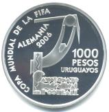 Uruguay 1000 Pesos 2004 Silver Proof World Cup soccer coin