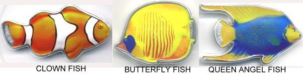 Vanuatu multi-colored fish-shaped coins
