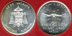 Vatican silver 500 Lire Sede Vacante II, September 1978