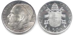 Vatican silver 500 Lire 1980 Pope John Paul II