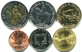 Albania 6 coin set 1 - 100 Lek 2000-2009