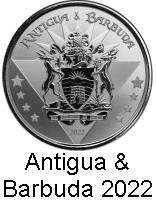 Antigua & Barbuda 1 troy ounce .999 silver 2 Dollars 2022 depicting coat of arms