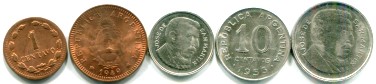 Argentina 5 coin set 1 - 20 Centavos 1948-1955