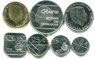 Aruba 7 coin set: 5 Cents - 5 Florin