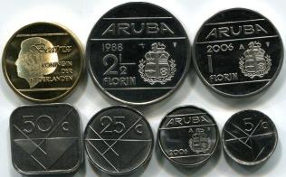Aruba 7 coin set: 5 Cents to 5 Florin 1986-2009