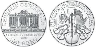 Austria 2023 1.5 Euro, 1 troy ounce silver Philharmonic